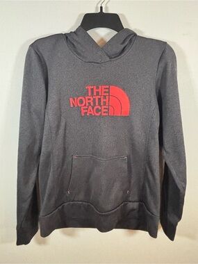 The North Face Gray Red Logo Pullover Hoodie Fleece Lined Adult Size Unknown